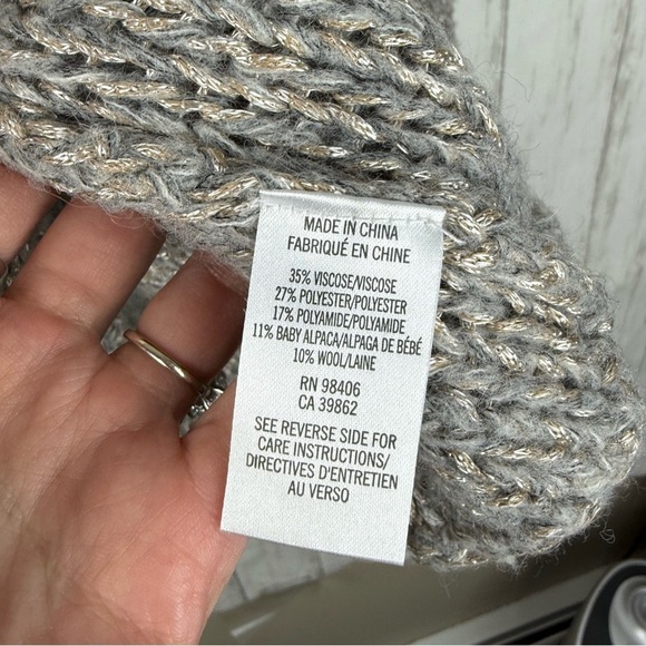 Theory gray taupe sparkle knit sweater Doleman sleeves Small - Picture 5 of 6